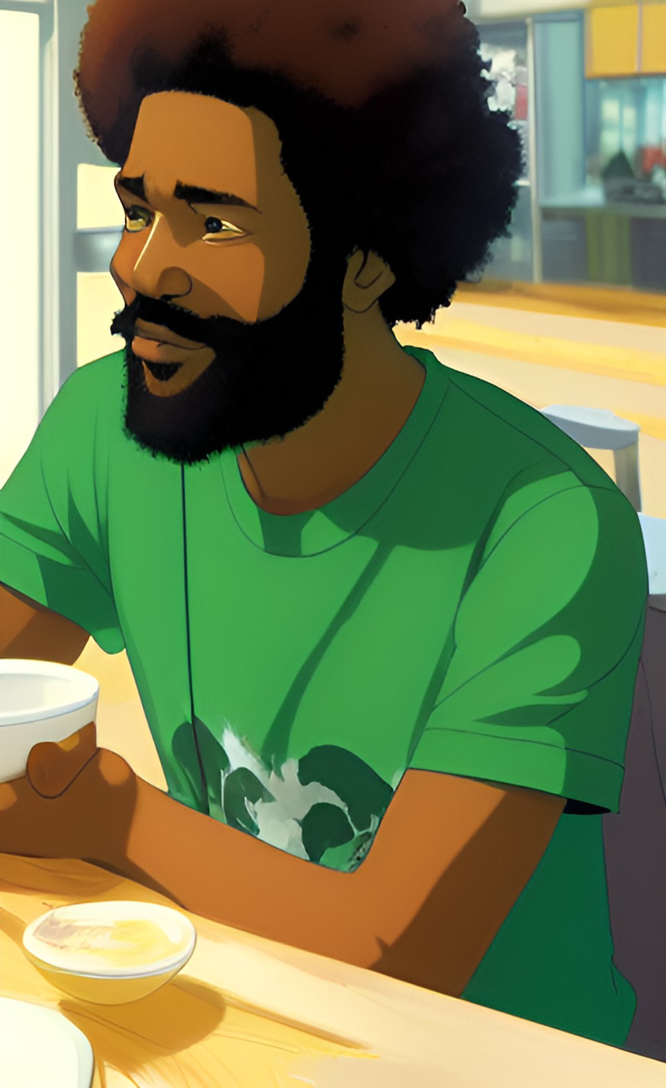 Mapacha in a cafe