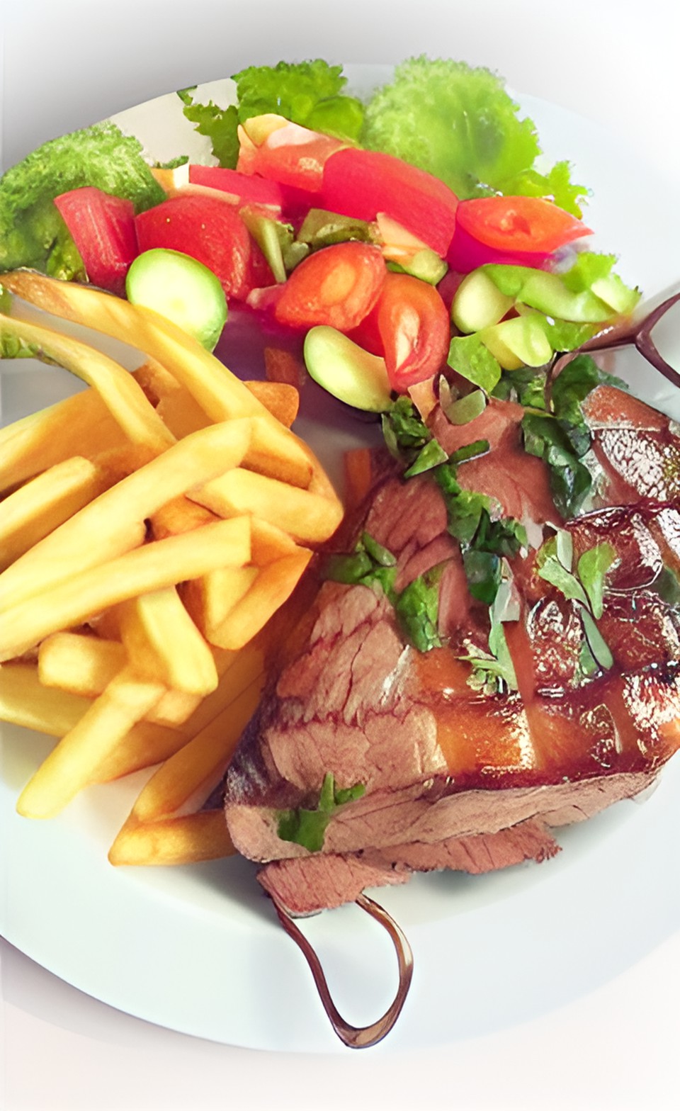 Mapacha's Meal, Fries, Steak, Salad