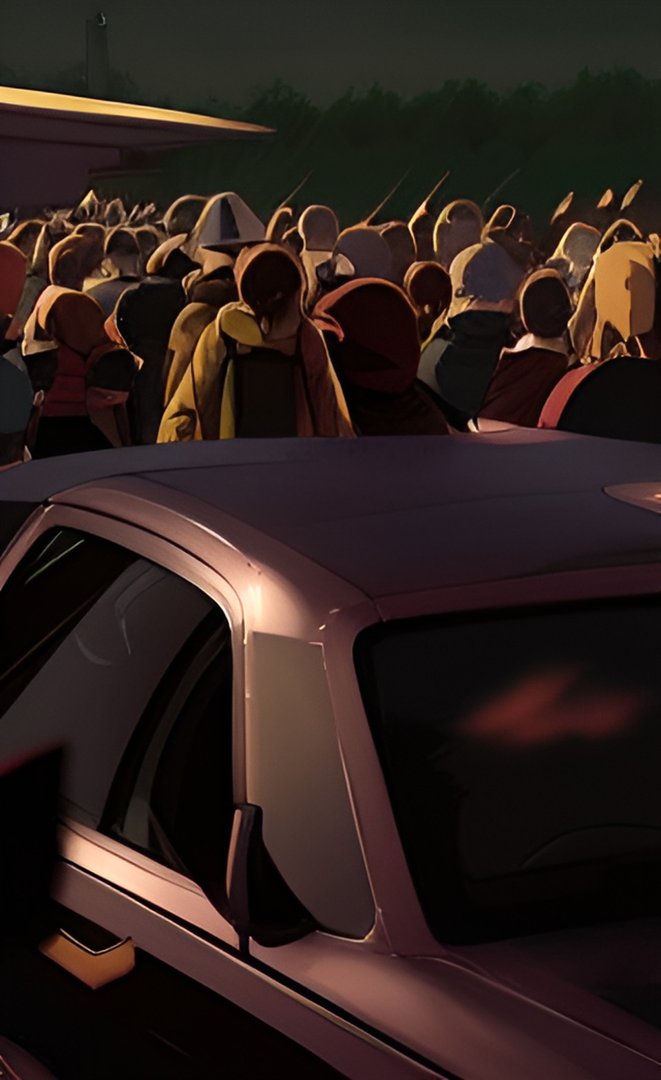 A crowd after movies