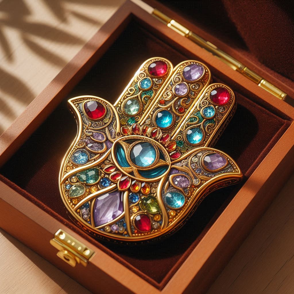 Hamsa in a brown box