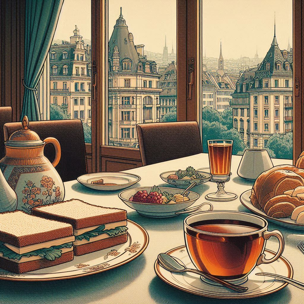 Sandwiches and Tea on the table
