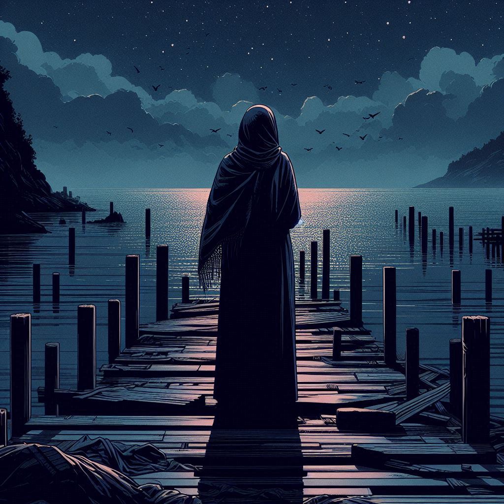 Shadowy Figure on a makeshift dock