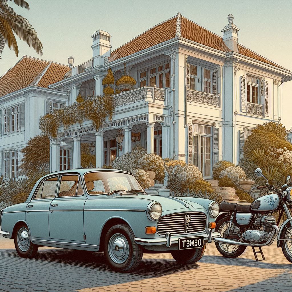 Peugeot and Bike outside Banou's house