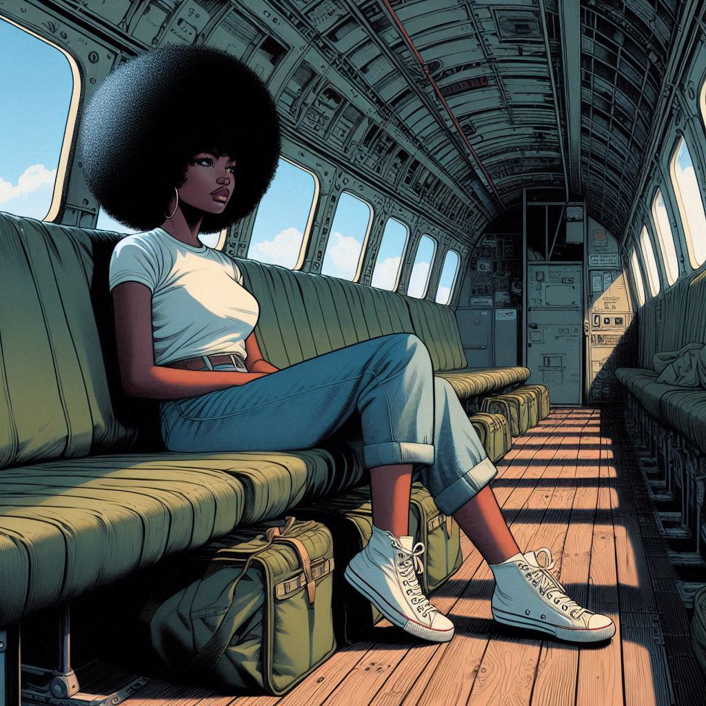 Banou on the Skytrain to Morocco