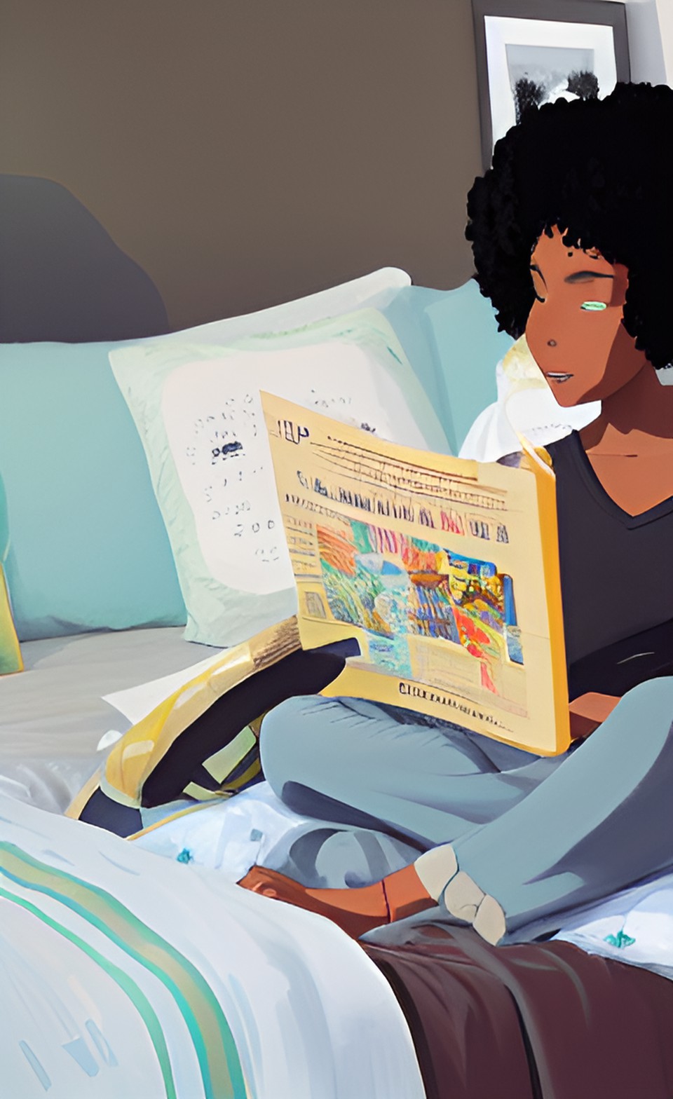Banou Reading A Magazine On The Bed